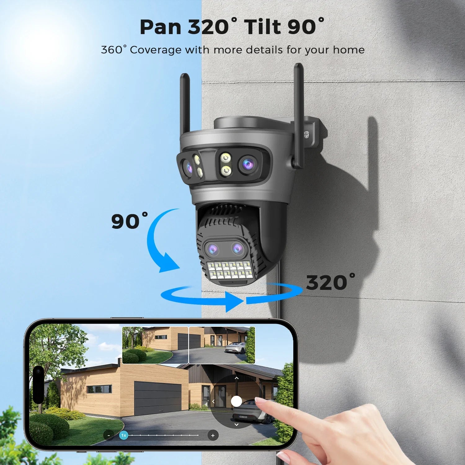 20MP 8K Four Lens Three Screens 10X Zoom PTZ Wifi IP Camera 10MP 5K Dual Lens Dual Screens Auto Tracking Outdoor Camera 5G WIFI