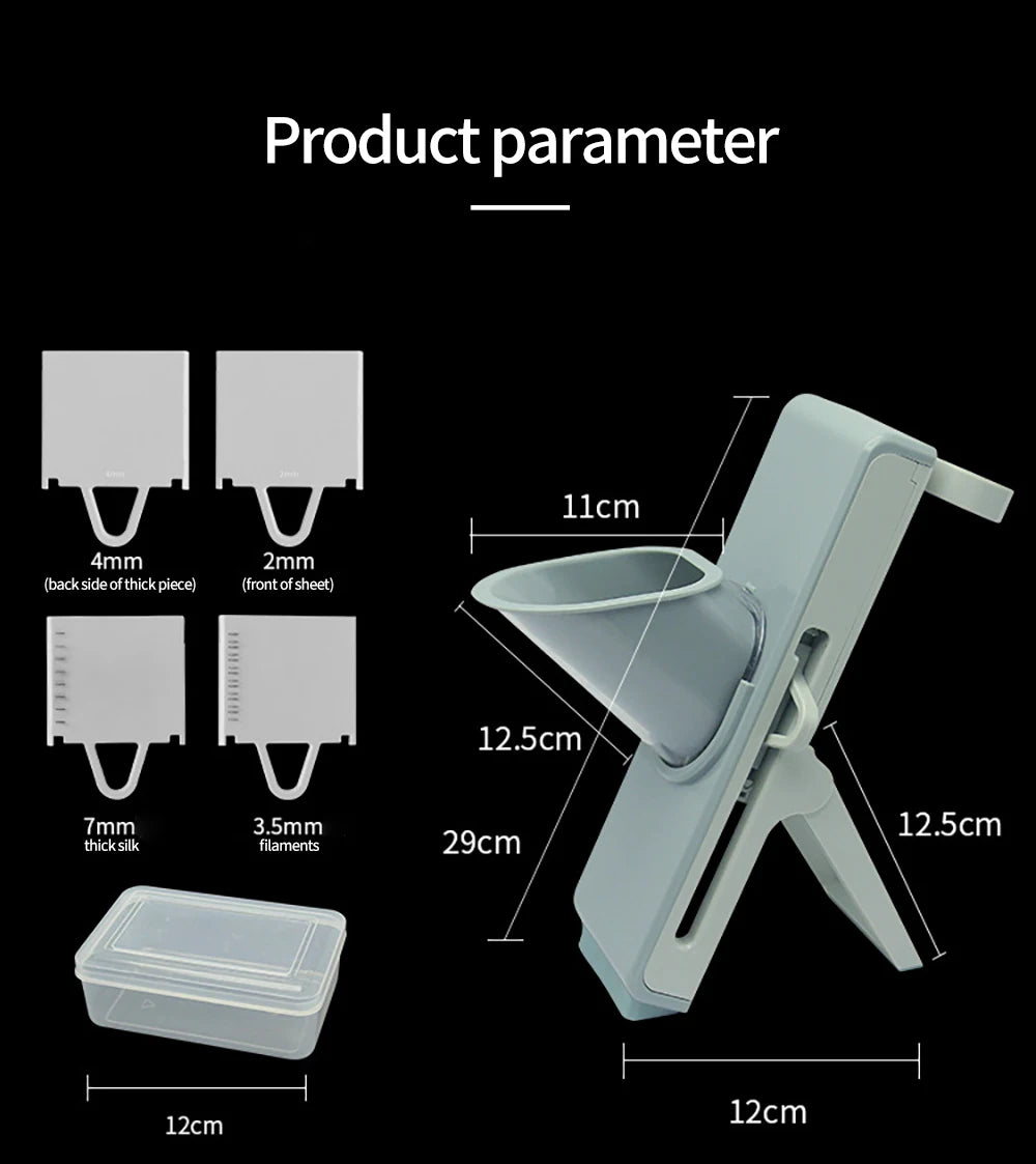 Multifunctional Vegetable Slicer - Manual Food Chopper with Interchangeable Blades