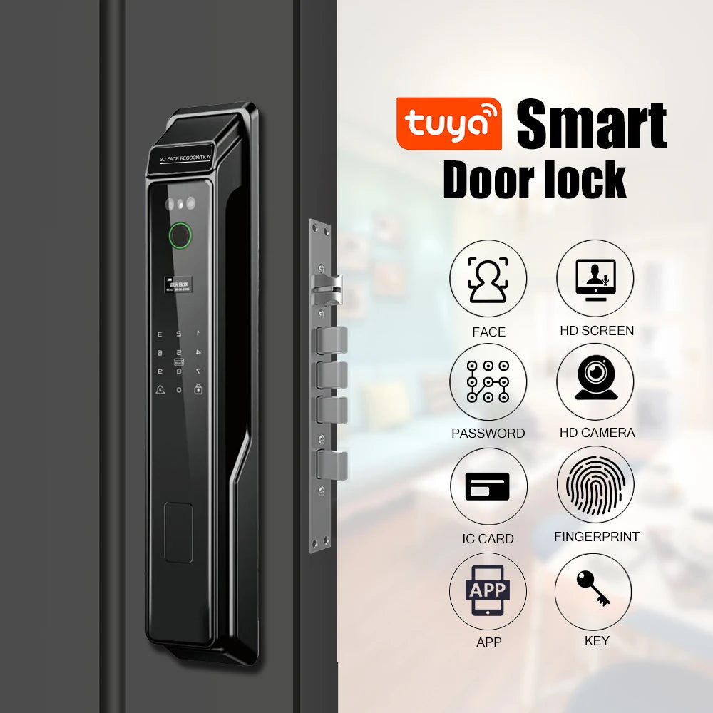PHIPULO 3D Face Recognition Unlock Digital Door Lock With Fingerprint Password Unlock Keyless Electronic Door Lock