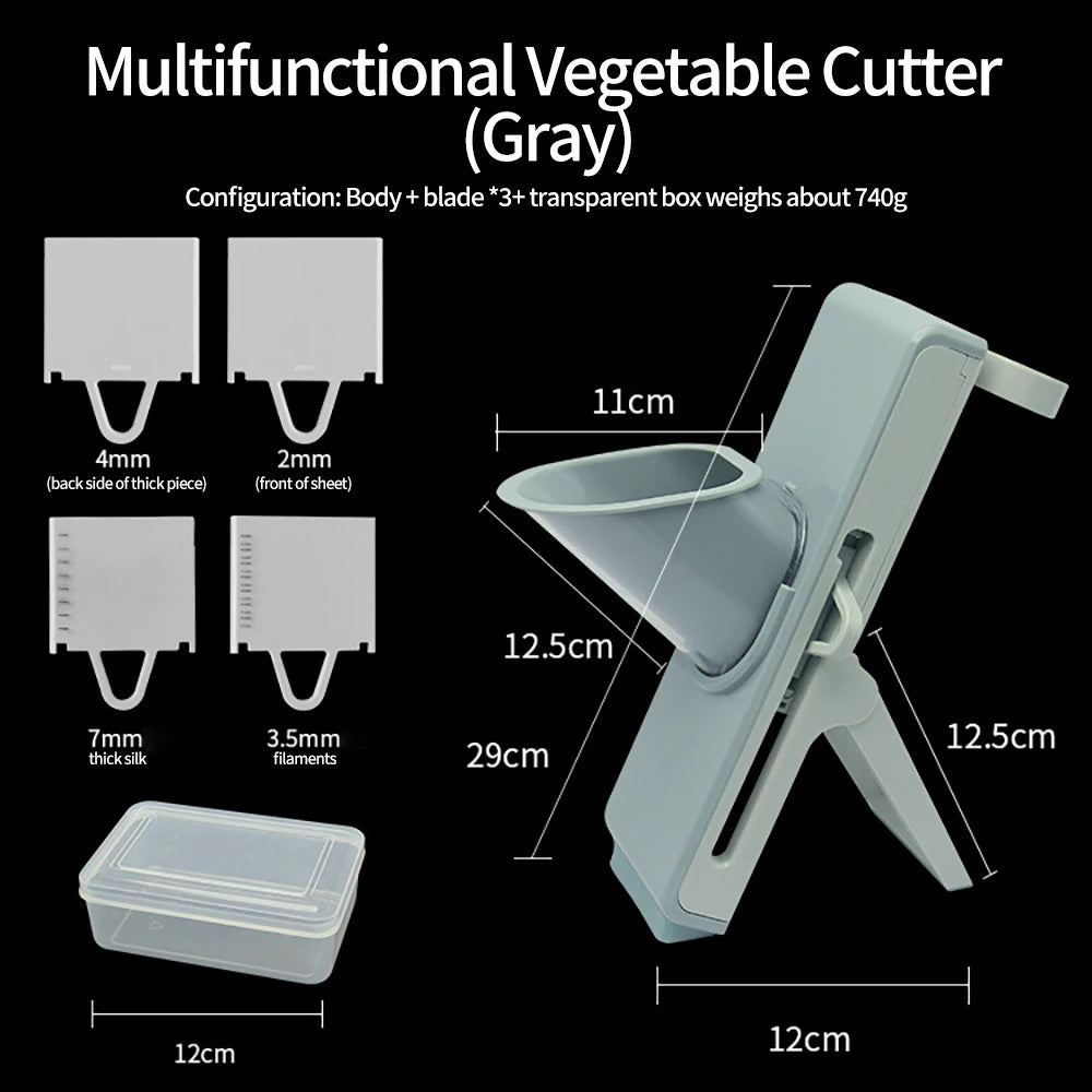 Multifunctional Vegetable Slicer - Manual Food Chopper with Interchangeable Blades