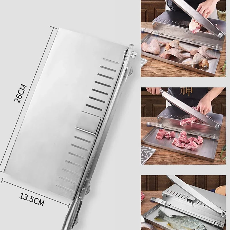 Stainless Steel Meat Slicer - Manual Food Cutter for Frozen Meat & Vegetables