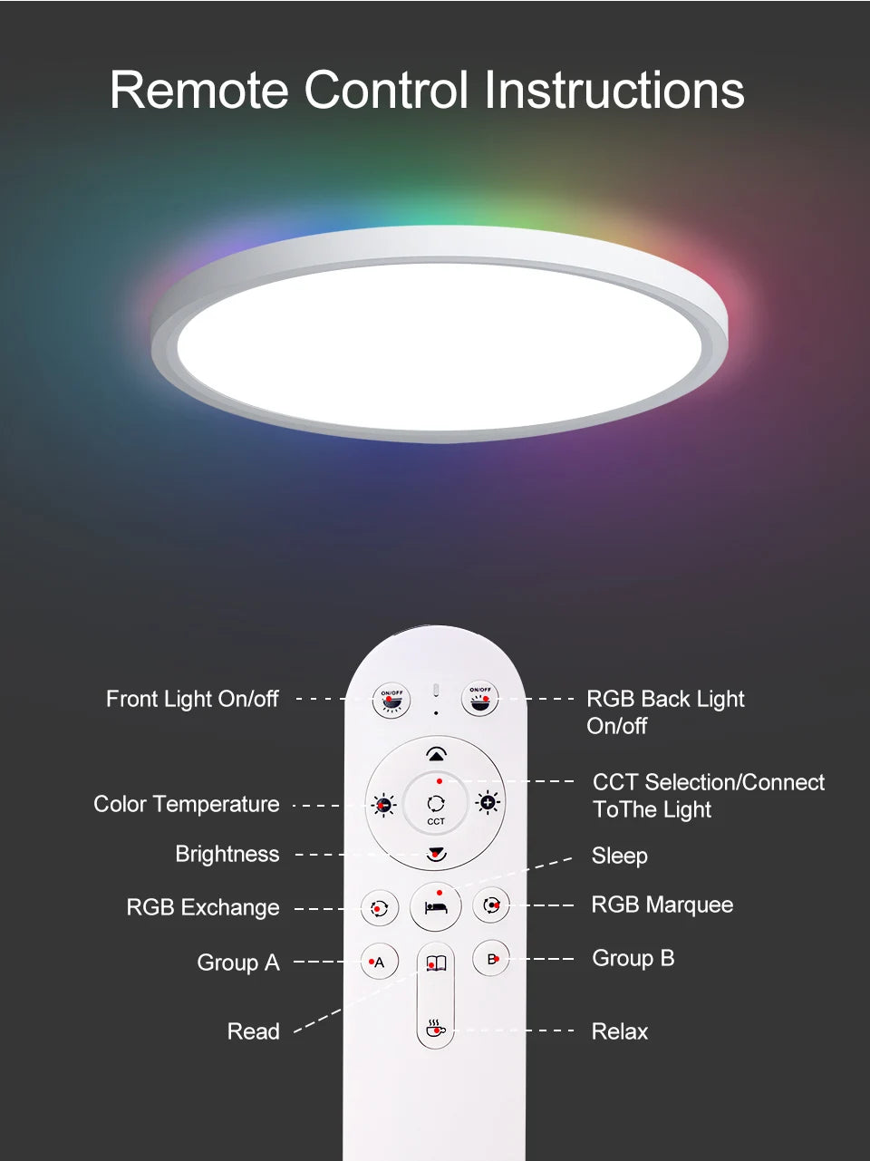 Smart RGB LED Ceiling Light - WiFi Voice Control with Alexa & Google Home