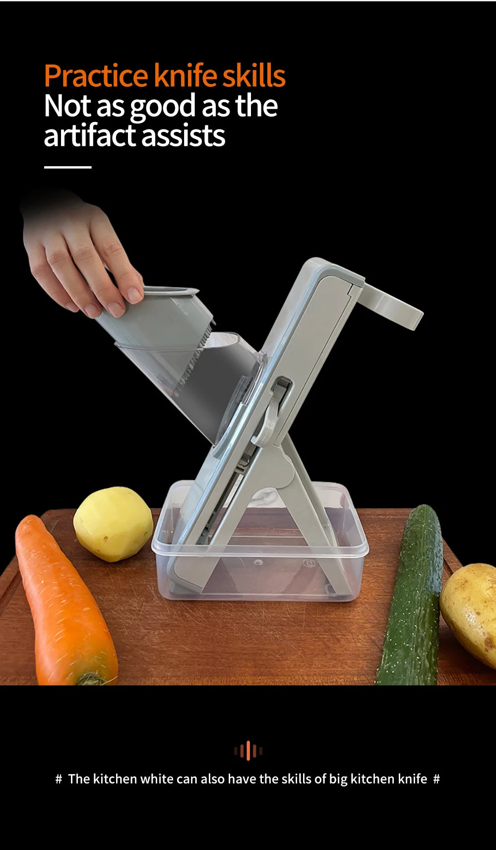 Multifunctional Vegetable Slicer - Manual Food Chopper with Interchangeable Blades