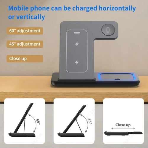 3-in-1 Wireless Charging Station - 30W Fast Charger for iPhone, Apple Watch & AirPods