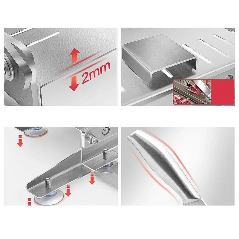 Stainless Steel Meat Slicer - Manual Food Cutter for Frozen Meat & Vegetables