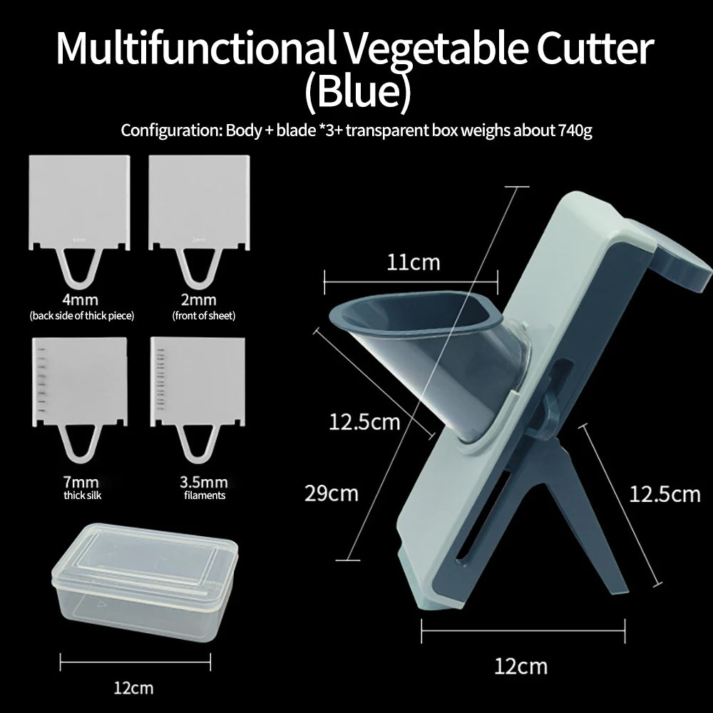 Multifunctional Vegetable Slicer - Manual Food Chopper with Interchangeable Blades