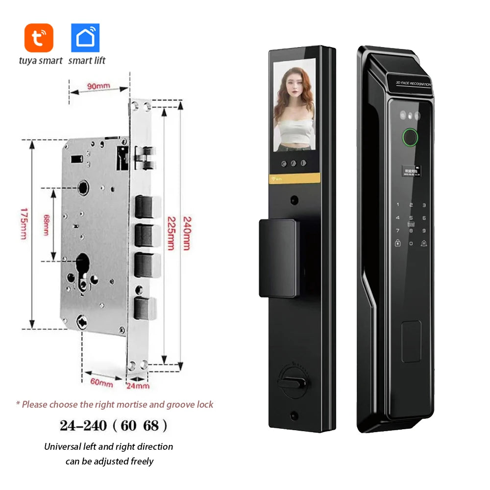 PHIPULO 3D Face Recognition Unlock Digital Door Lock With Fingerprint Password Unlock Keyless Electronic Door Lock