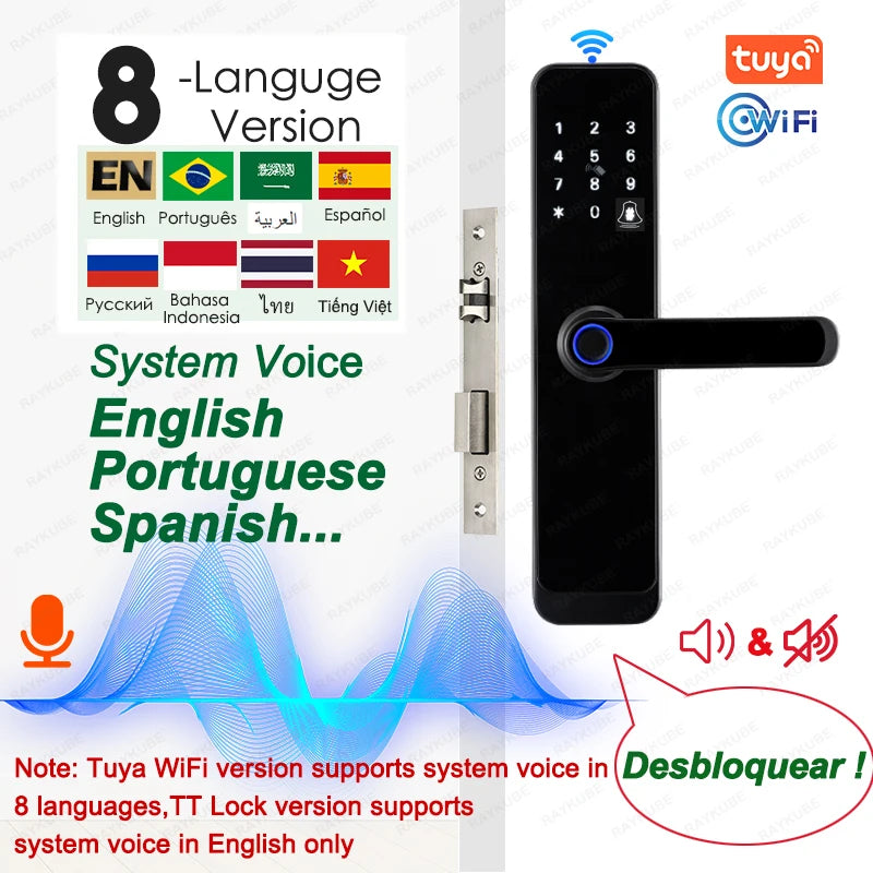 RAYKUBE K8 Smart Door Lock TTlock Bluetooth / Tuya Wifi Fingerprint Password 13.56MHZ IC Card Keyless Smartlife Home