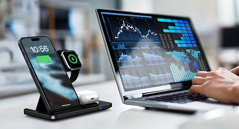 3-in-1 Wireless Charging Station - 30W Fast Charger for iPhone, Apple Watch & AirPods