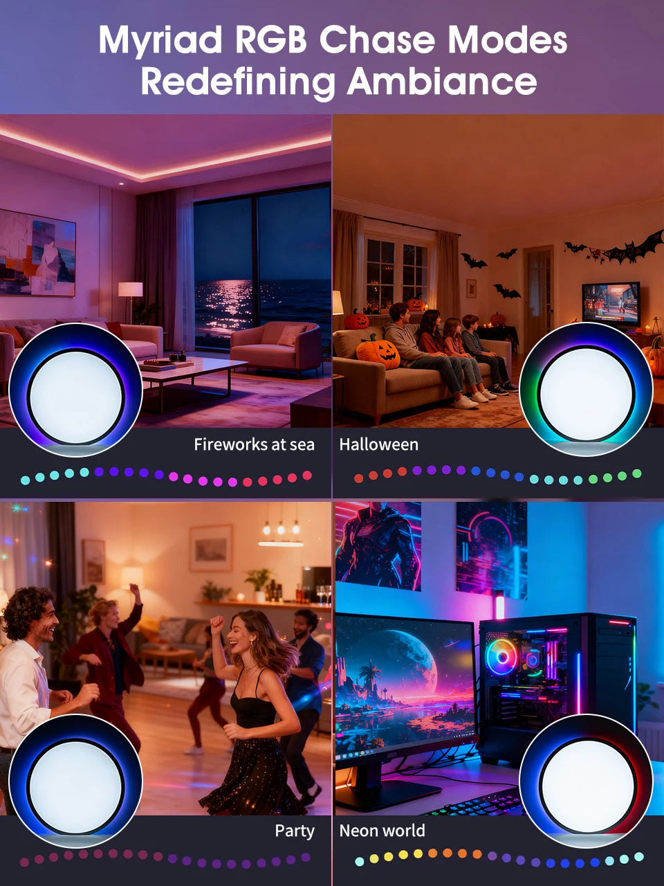 Smart RGB LED Ceiling Light - WiFi Voice Control with Alexa & Google Home