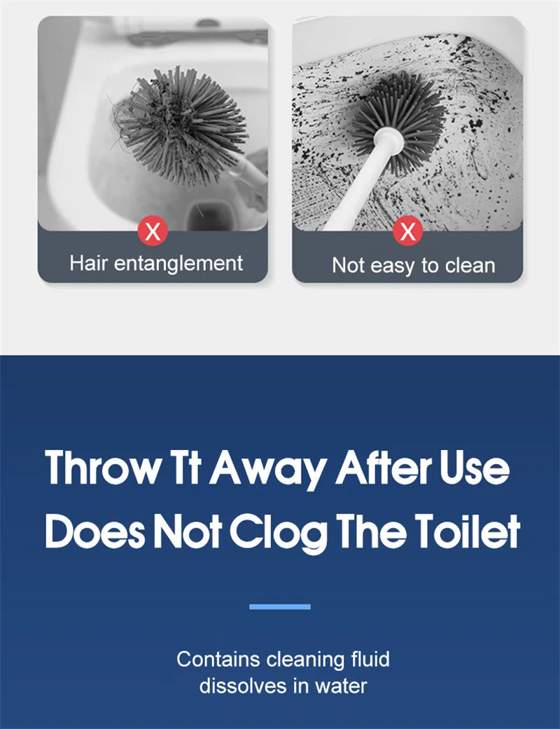 Disposable Toilet Brush Refills - 24 Pack Replacement Heads