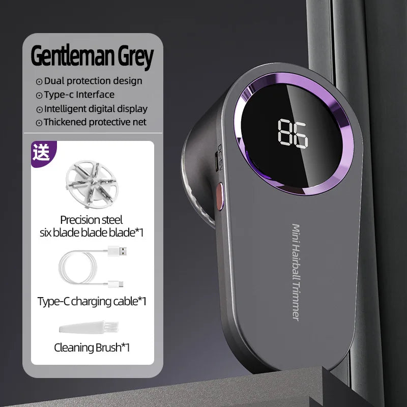 Clothing Hair Dehairing Device LED Portable Digital Electric Particle Hair Dehairing Device USB Rechargeable Felting Removal Dev