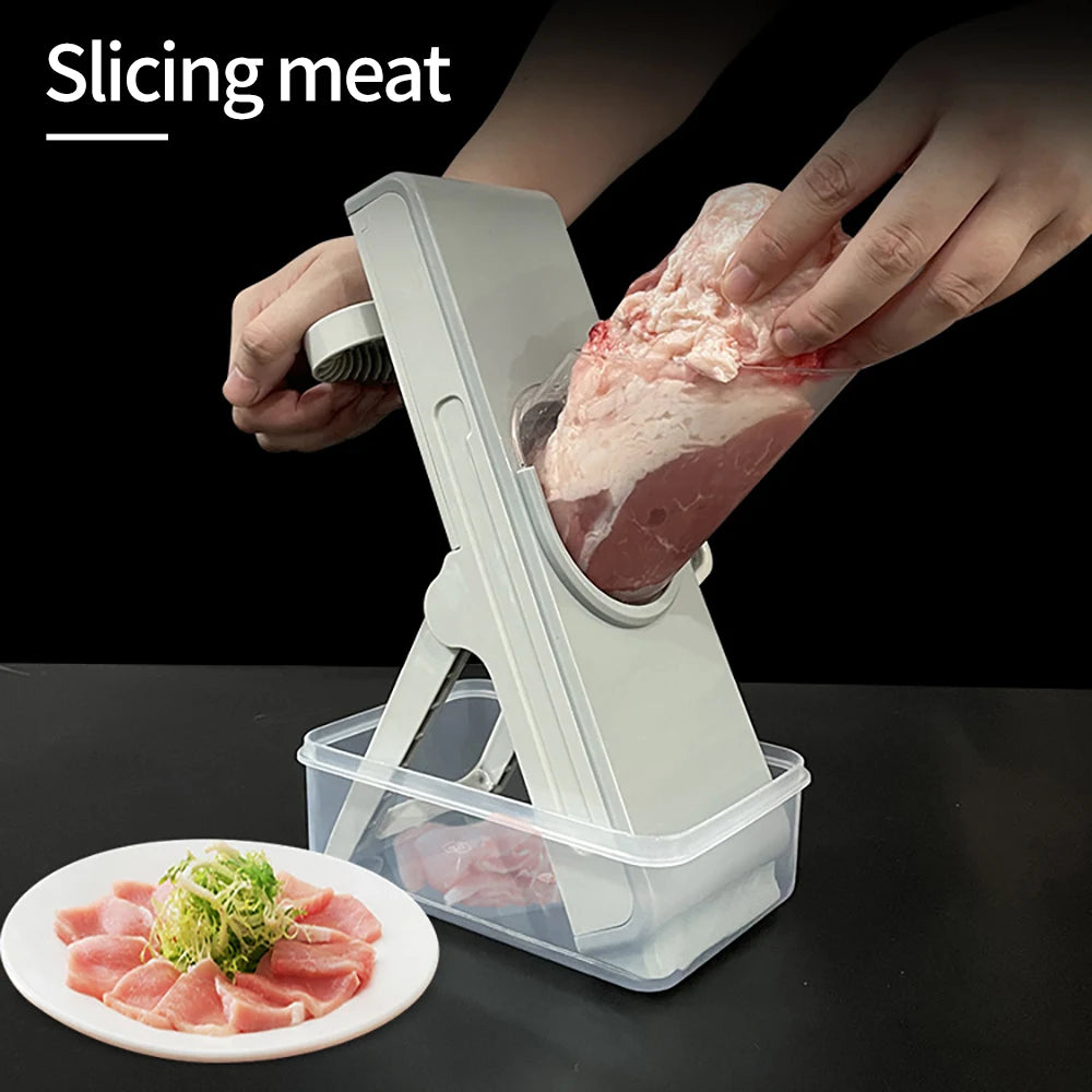 Multifunctional Vegetable Slicer - Manual Food Chopper with Interchangeable Blades