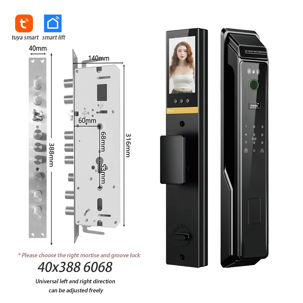 PHIPULO 3D Face Recognition Unlock Digital Door Lock With Fingerprint Password Unlock Keyless Electronic Door Lock