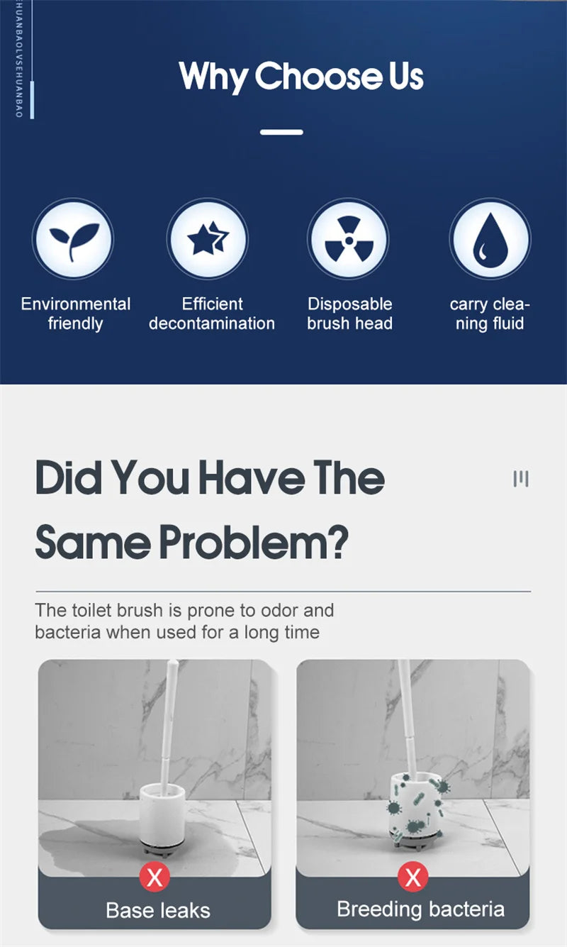 Disposable Toilet Brush Refills - 24 Pack Replacement Heads