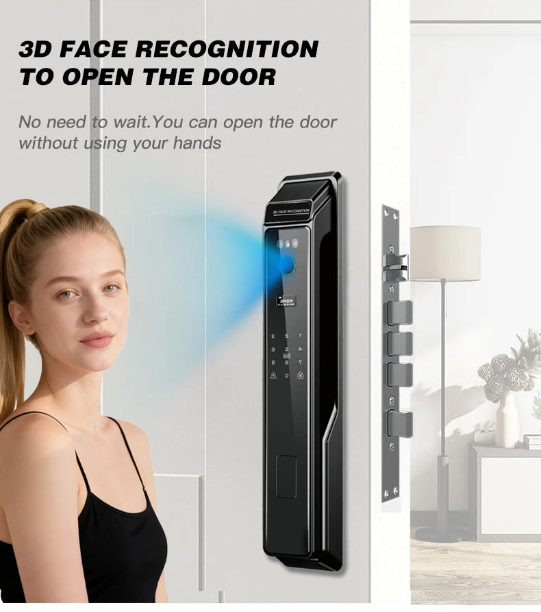 PHIPULO 3D Face Recognition Unlock Digital Door Lock With Fingerprint Password Unlock Keyless Electronic Door Lock