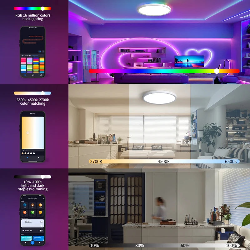 Smart RGB LED Ceiling Light - WiFi Voice Control with Alexa & Google Home