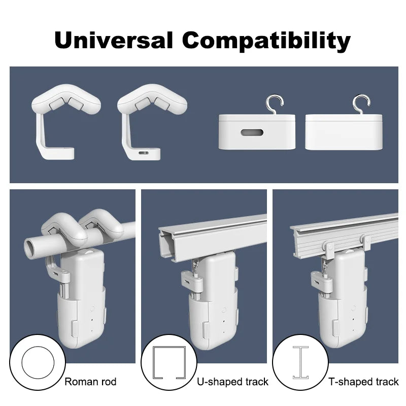 Smart Wi-Fi Curtain Controller-No Installation Required, App Controlled,Timer,Temperature and Light Sensor Compatible with Tuya