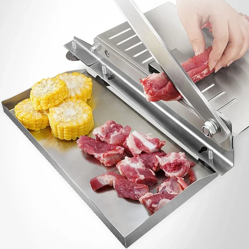 Stainless Steel Meat Slicer - Manual Food Cutter for Frozen Meat & Vegetables