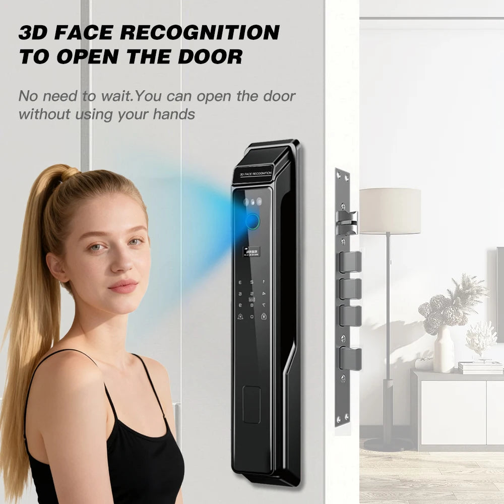 PHIPULO 3D Face Recognition Unlock Digital Door Lock With Fingerprint Password Unlock Keyless Electronic Door Lock