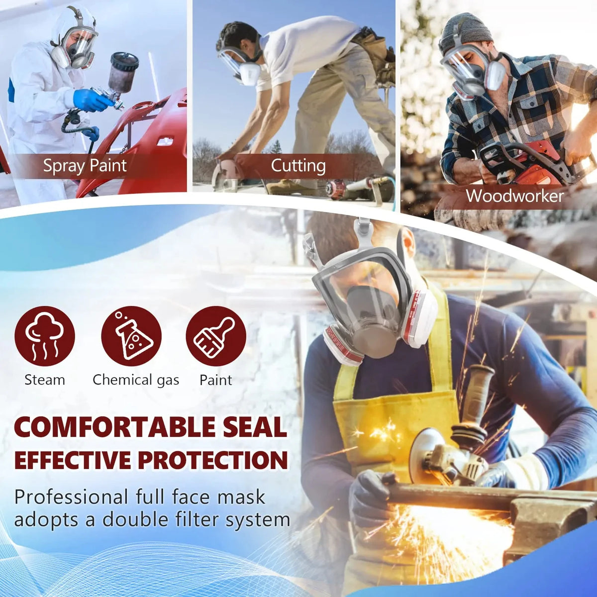 Formaldehyde Protection Anti-Fog 6800 Gas Mask Industrial Painting Spraying Respirator Safety ...