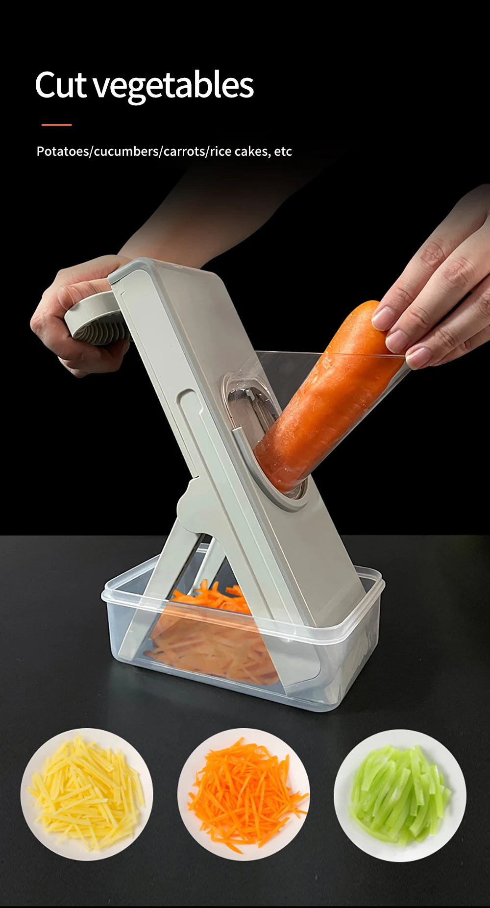 Multifunctional Vegetable Slicer - Manual Food Chopper with Interchangeable Blades