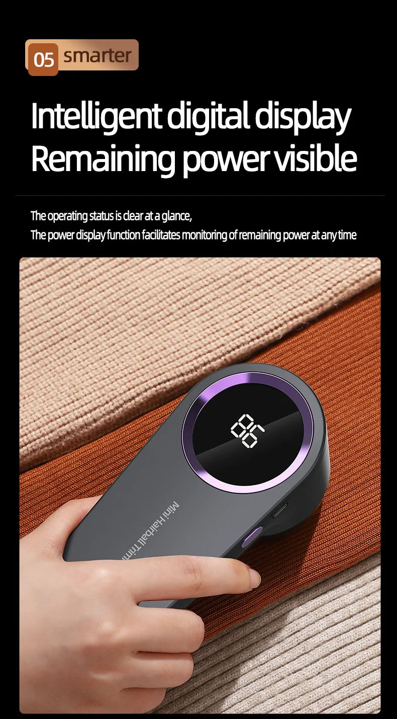 Clothing Hair Dehairing Device LED Portable Digital Electric Particle Hair Dehairing Device USB Rechargeable Felting Removal Dev