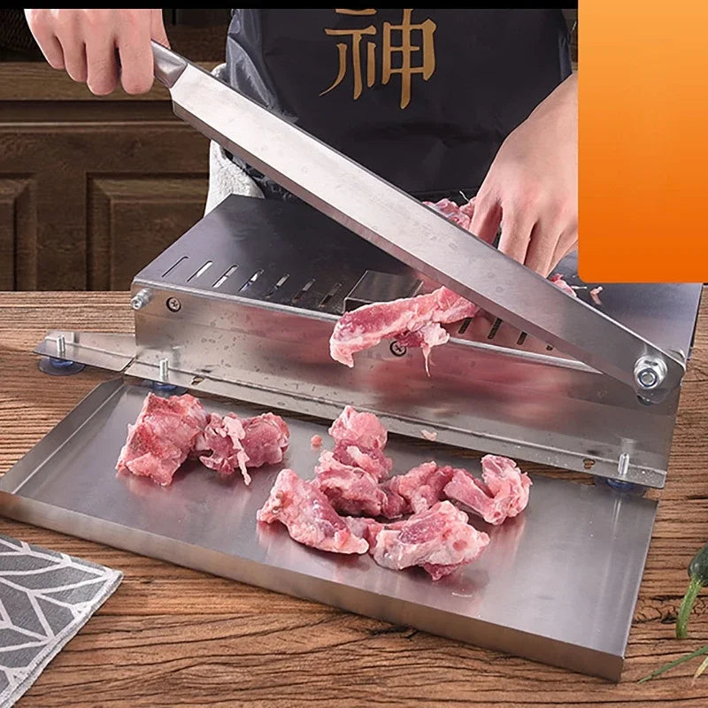 Stainless Steel Meat Slicer - Manual Food Cutter for Frozen Meat & Vegetables