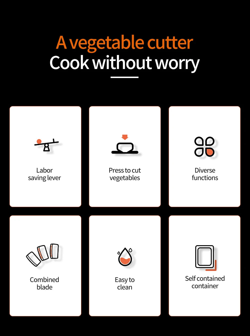 Multifunctional Vegetable Slicer - Manual Food Chopper with Interchangeable Blades