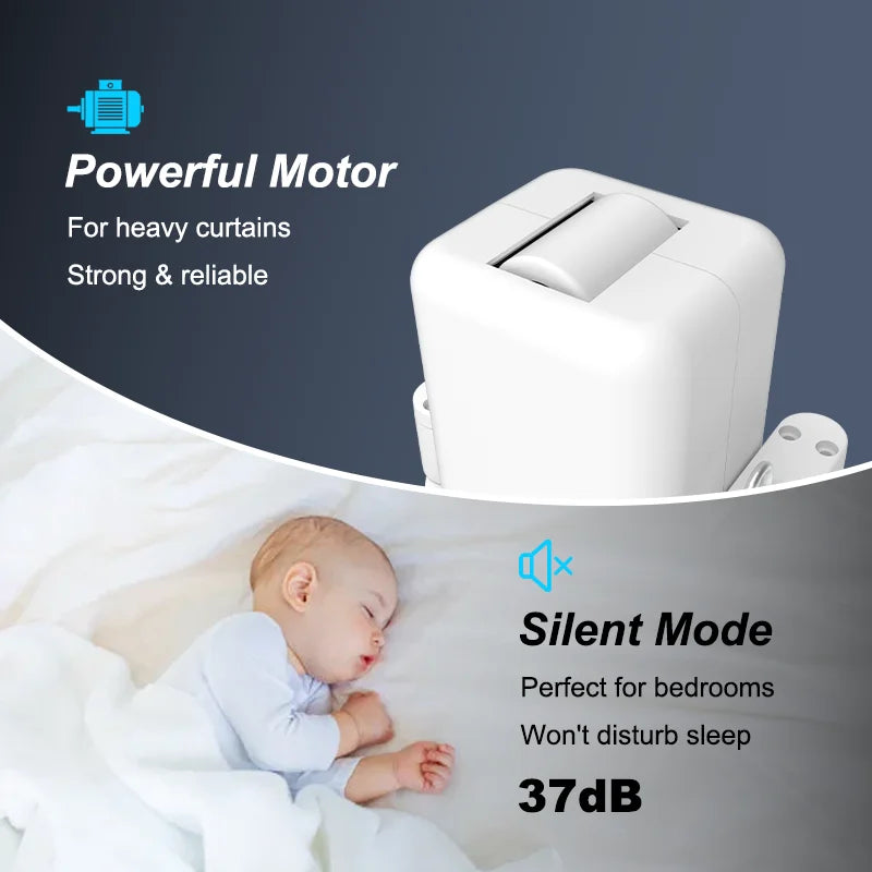 Smart Wi-Fi Curtain Controller-No Installation Required, App Controlled,Timer,Temperature and Light Sensor Compatible with Tuya