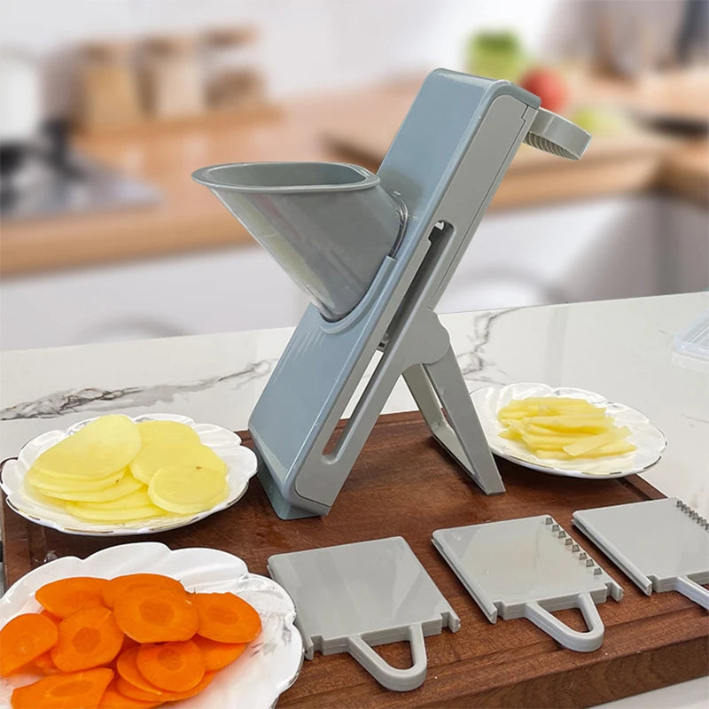 Multifunctional Vegetable Slicer - Manual Food Chopper with Interchangeable Blades
