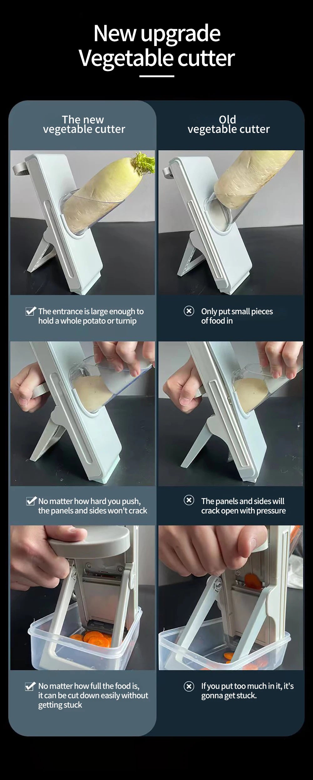 Multifunctional Vegetable Slicer - Manual Food Chopper with Interchangeable Blades