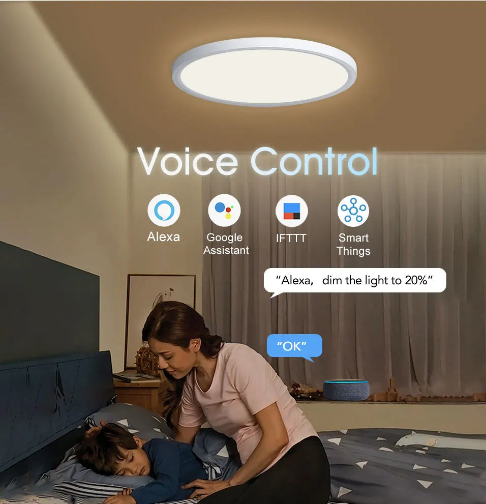 Smart RGB LED Ceiling Light - WiFi Voice Control with Alexa & Google Home