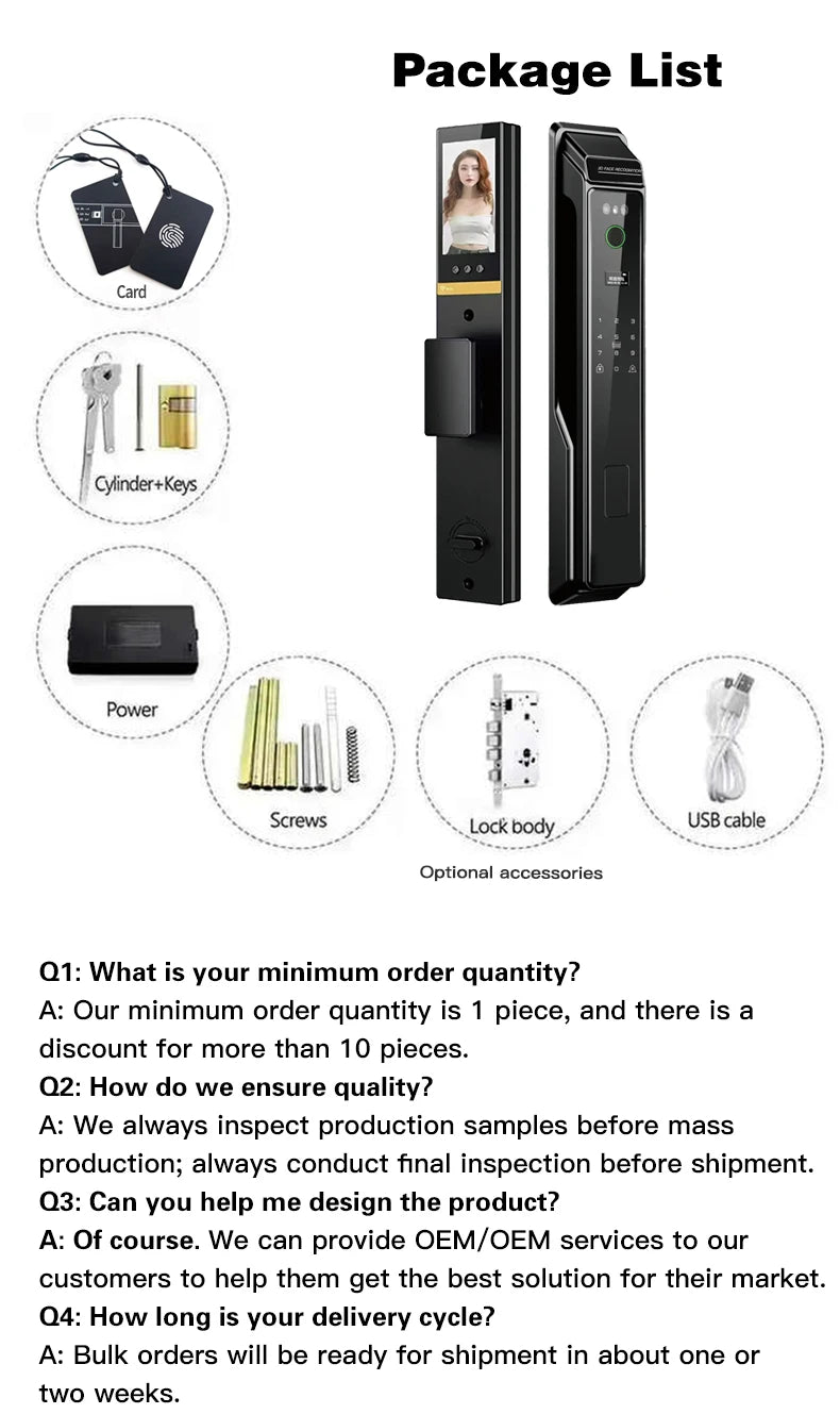 PHIPULO 3D Face Recognition Unlock Digital Door Lock With Fingerprint Password Unlock Keyless Electronic Door Lock