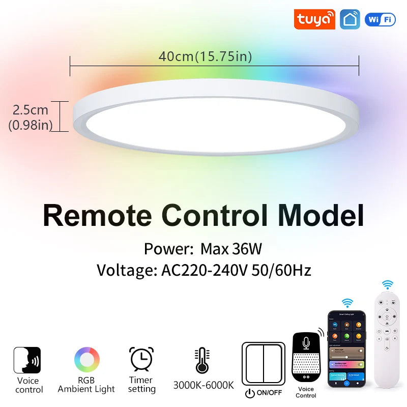 Smart RGB LED Ceiling Light - WiFi Voice Control with Alexa & Google Home