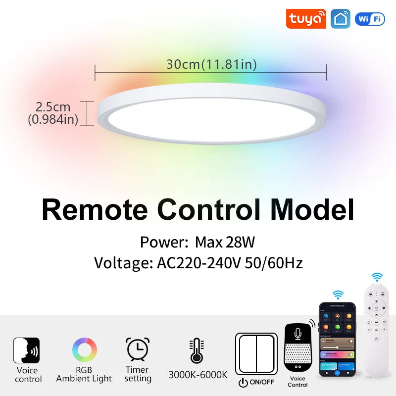 Smart RGB LED Ceiling Light - WiFi Voice Control with Alexa & Google Home